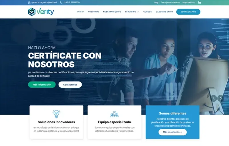 Página web de Verity · Tecnología